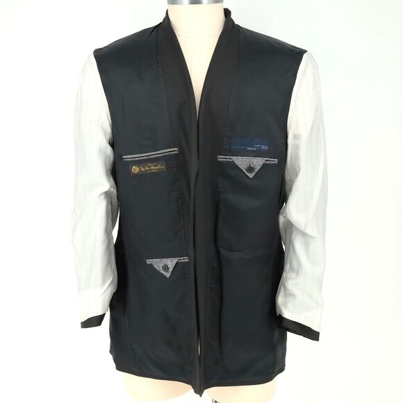 Joseph Abboud Sport Coat Mens 44R Black Wool Jacket Loro Piana Super 120s Blazer - Picture 13 of 16